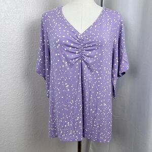 Chicos Top Womens 2 Purple Touch Of Cool Handkerchief Sleeve Boho Stretch Comfy
